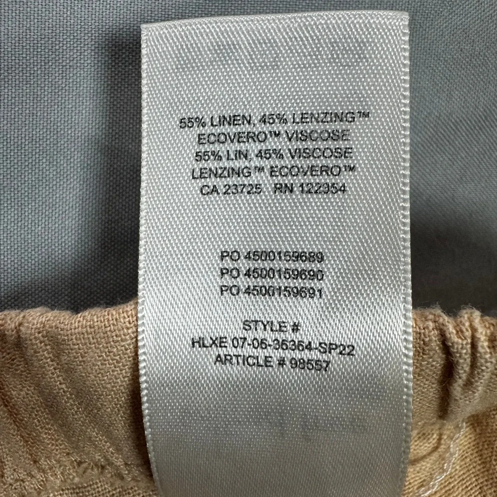 Wilfred Free Tan Linen Elastic Waist Drawstring Pants Women's M Boho Comfort
